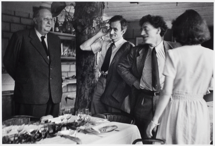 Dinner Party, Andre Derain, Balthus and Alberto Giacometti, Paris 1954 photo by Alexander Liberman