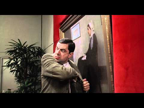mr-bean-destroys-painting in film Bean_Rowan Atkinson 1997