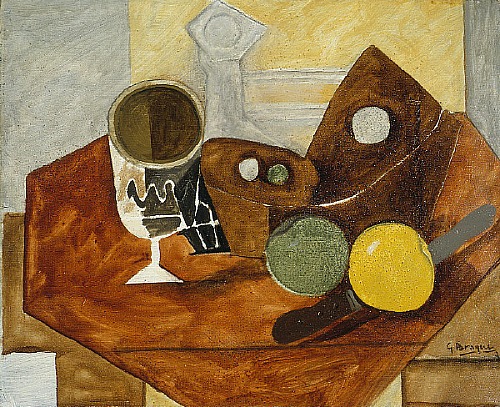 Georges Braque Glass and Fruit 1931 Oil and sand on canvas 38.1x46.4 cm Saint Louis Art Museum USA_St. Louis MO
