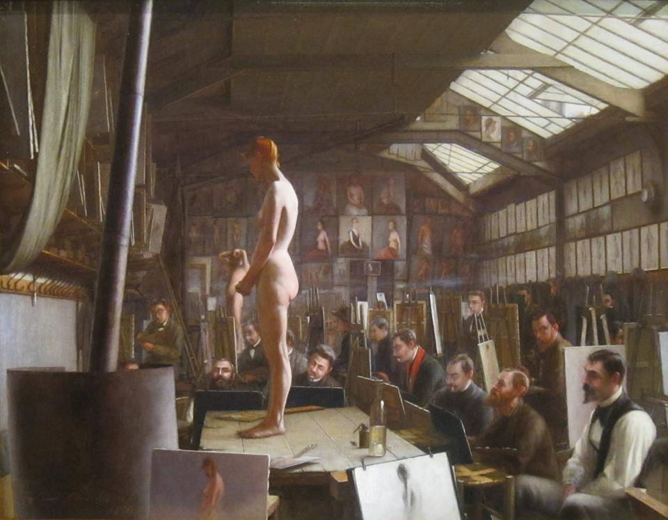 Jefferson David Chalfant (1856–1931 - american painter) - Bouguereau's Atelier at Académie Julian, Paris