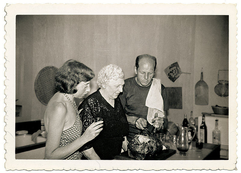Jackson Pollock cooks with his wife, the artist Lee Krasner, and his mother, Stella Pollock, in the kitchen of his home in Springs, in East Hampton, N.Y., 1950