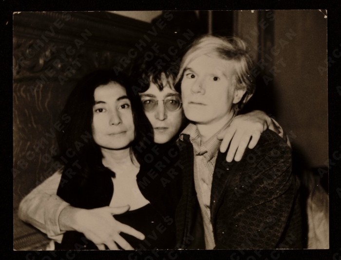Yoko Ono, John Lennon and Andy Warhol, 1971 June 5