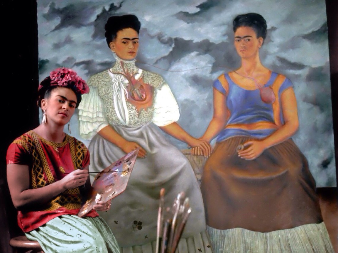 frida-kahlo-painting-las-dos-fridas-1939-photo-by-nickolas-muray
