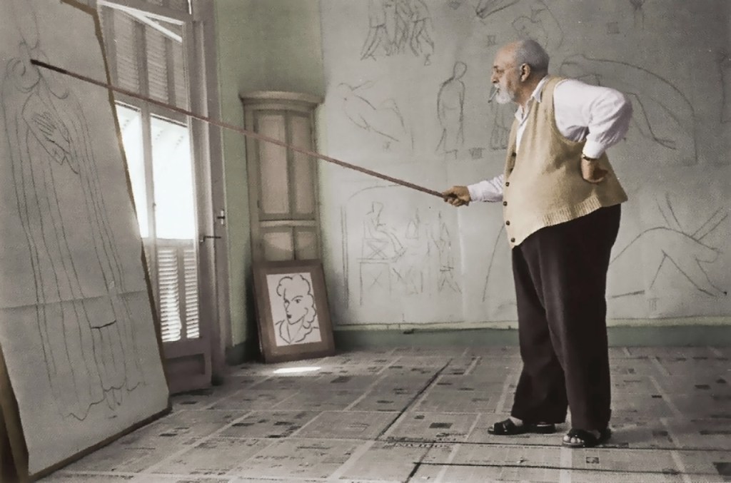 henri-matisse-drawing-sketches-for-the-murals-of-the-dominican-chapel-in-vence-on-the-french-riviera