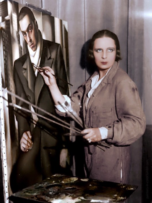Tamara de Lempicka painting a portrait of her first husband Tadeusz Lempicki, ca.1928