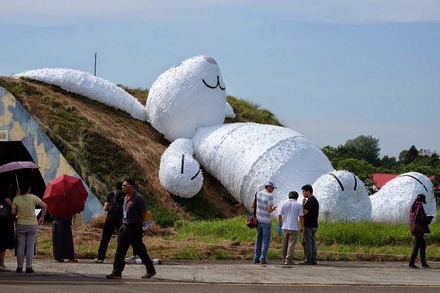 Gigantic Stuffed Bunny Installation by Florentijn Hofman