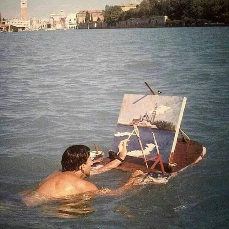 Painting in the water, Venice, Italy
