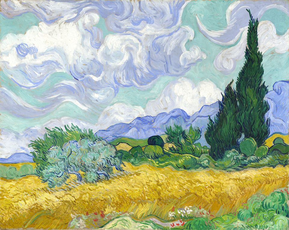 Vincent Van Gogh (Dutch, 1853-1890)_A Wheatfield, with Cypresses 1889
