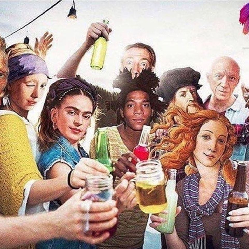 Art history party in quarantine_social distance with time difference