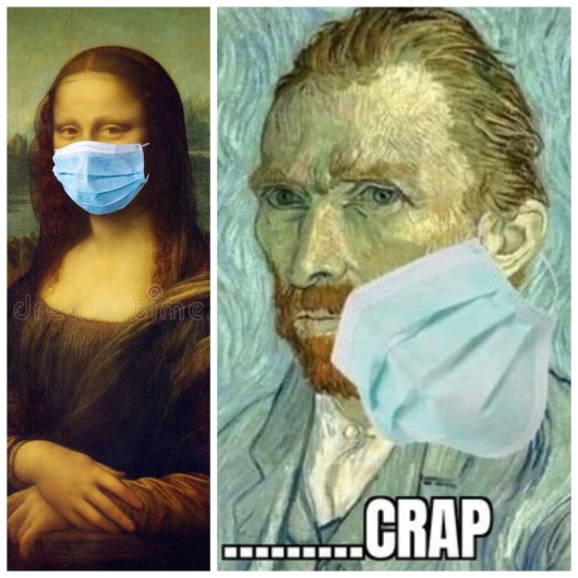when Mona Lisa shows you how to wear the mask but you are Van Gogh and you fail ...