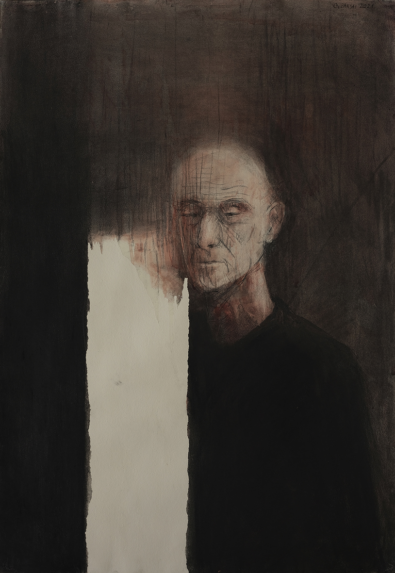 Baksai József 2021 Félúton 99x69,6 cm vegyes technika, karton másolat