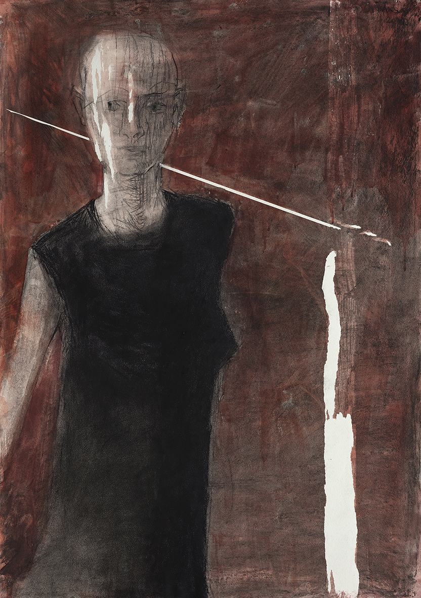 Baksai József 2021 Iréné 99,5x70cm, vegyes technika, karton másolat